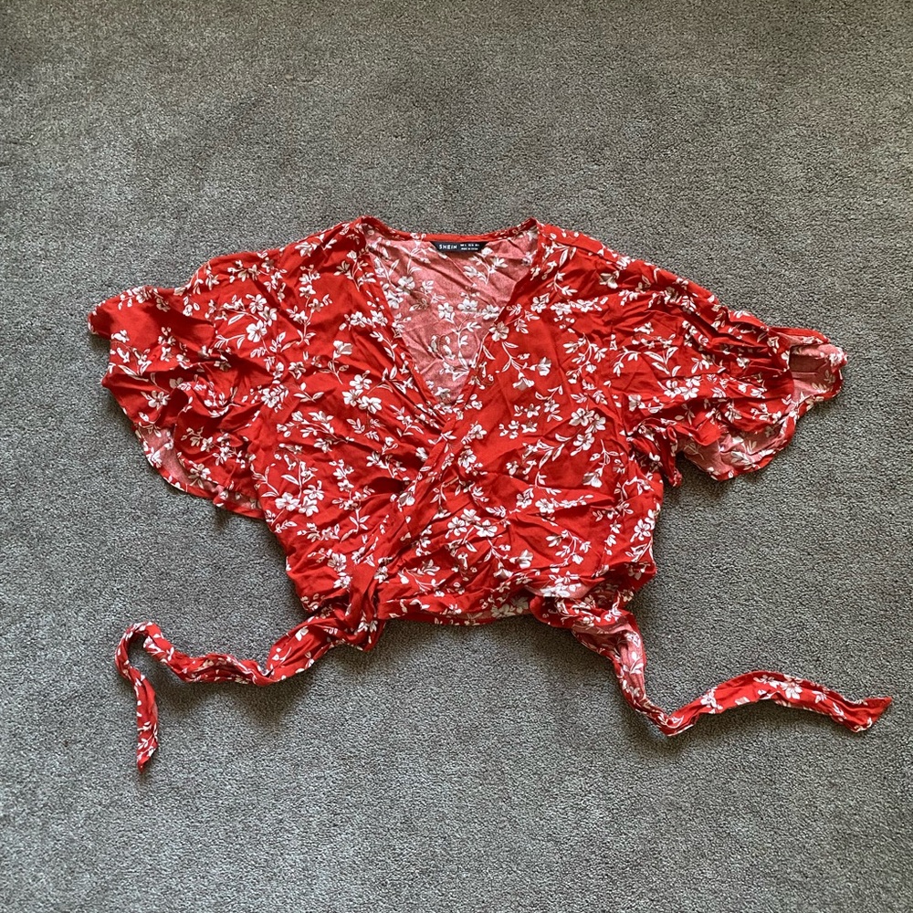 NWOT Shein Floral Wrap Top
